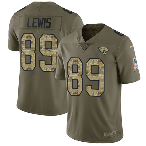 Nike Jaguars #89 Marcedes Lewis Olive/Camo Men's Stitched NFL Limited Salute To Service Jersey - Click Image to Close